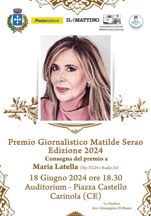 OGGI A MARIA LATELLA IL PREMIO MATILDE SERAO